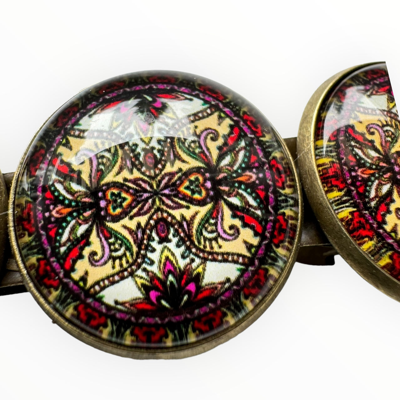 Hairclip XL glas cabochon haarspeld bruinrood print 0178