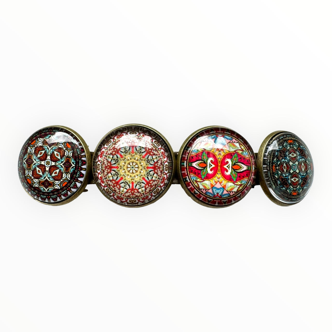 Hairclip XL glas cabochon haarspeld multi print 0180