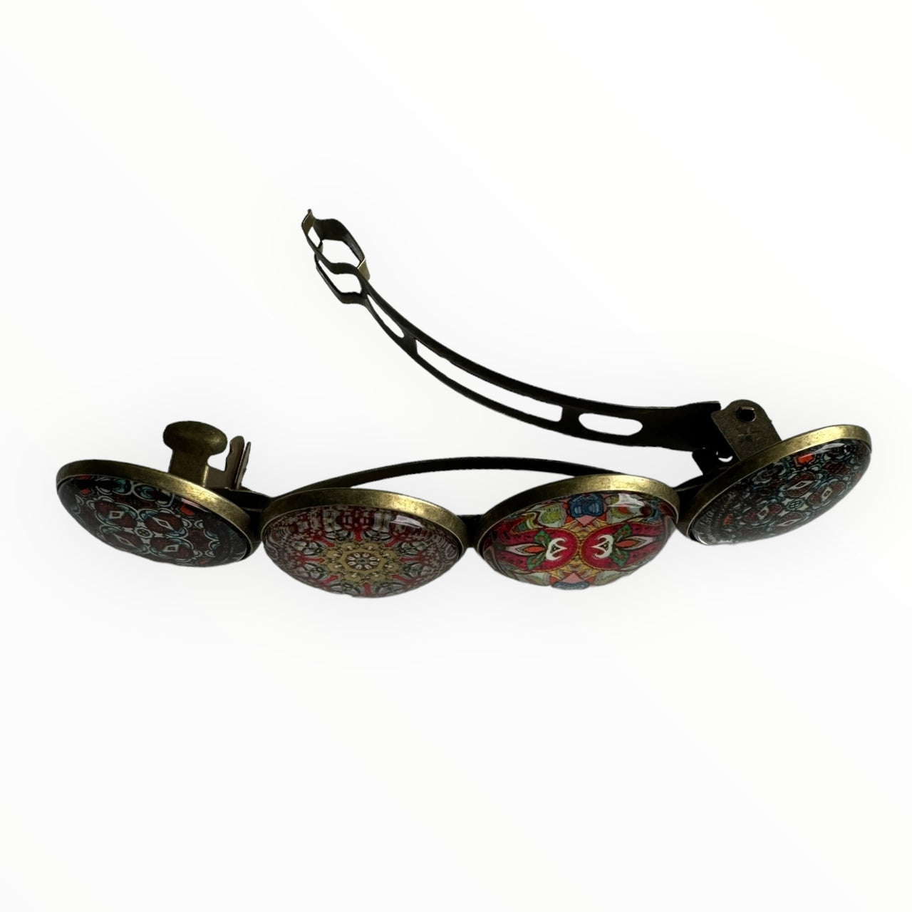 Hairclip XL glas cabochon haarspeld multi print 0180