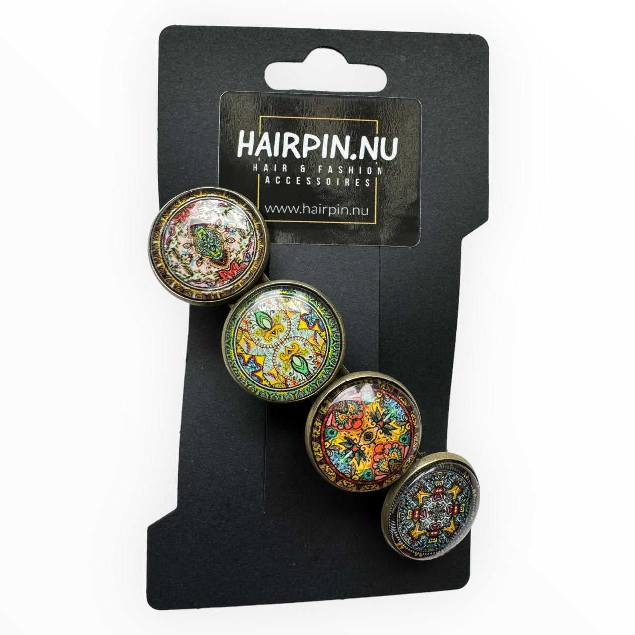 Hairclip XL glas cabochon haarspeld multi print 0181