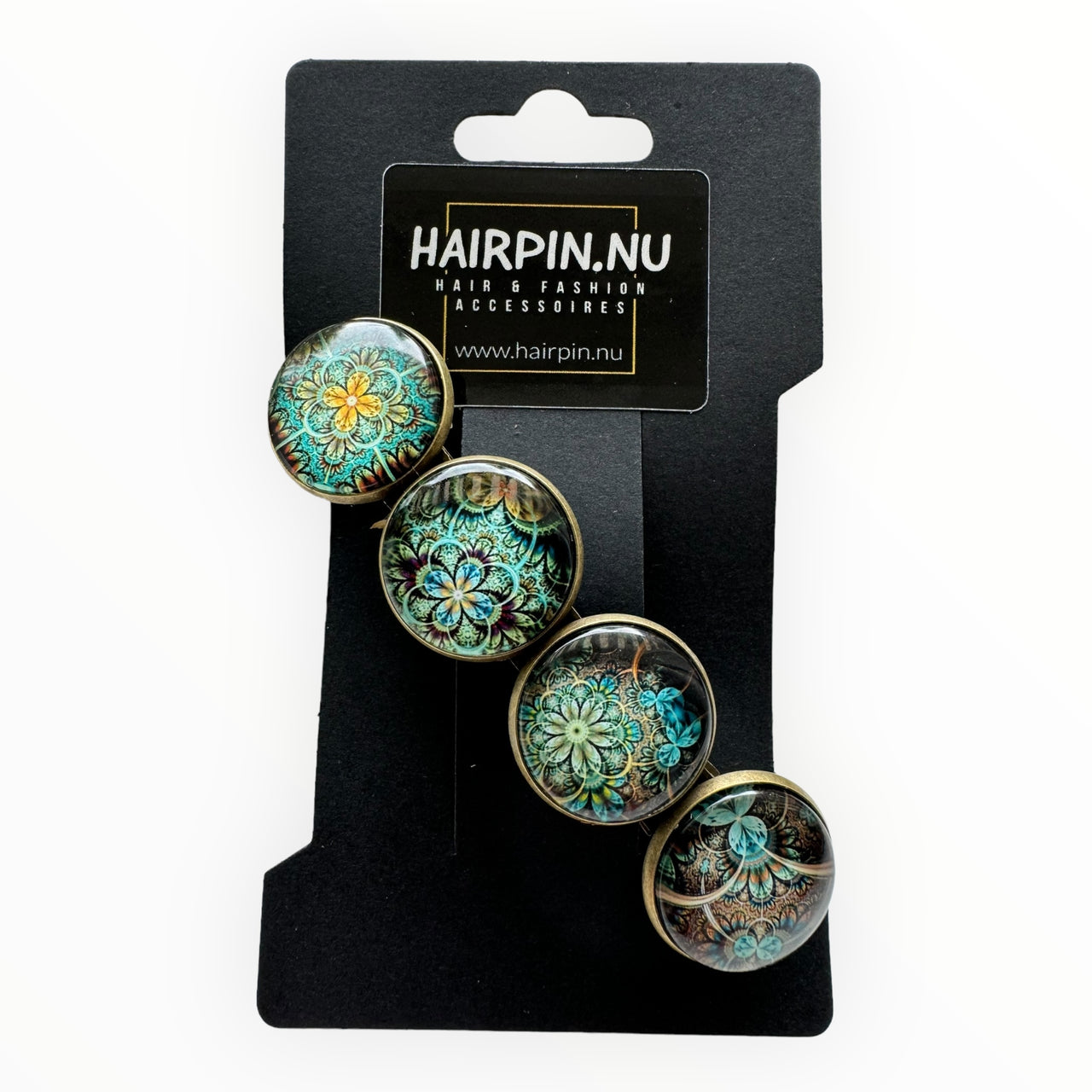 haarspeld-color-hairclip-cabochon-bruin-turquoise-print-hairpin_nu