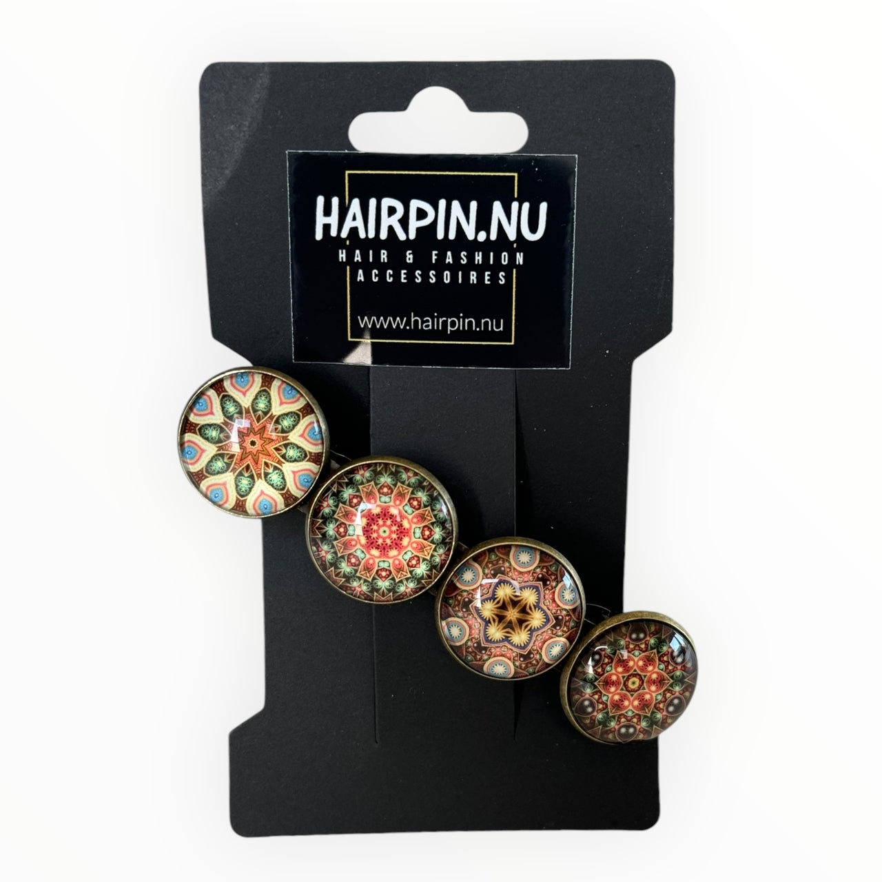 Hairclip XL glas cabochon haarspeld multi nature print 0199
