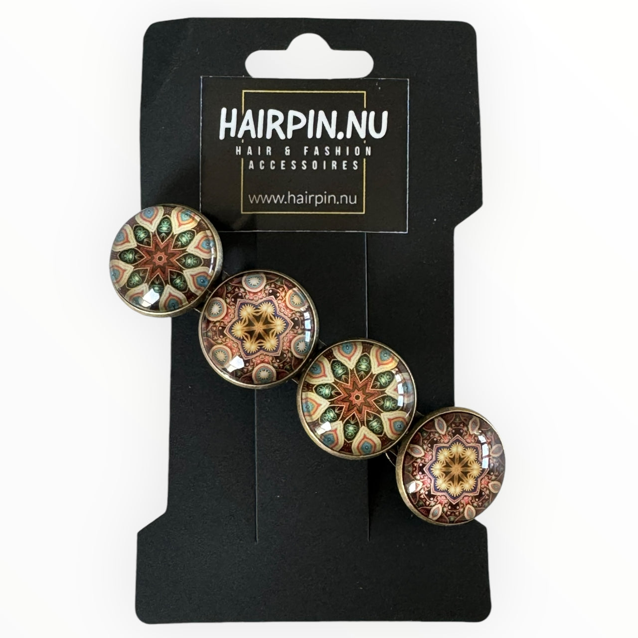 Hairclip XL glas cabochon haarspeld multi nature print 0200