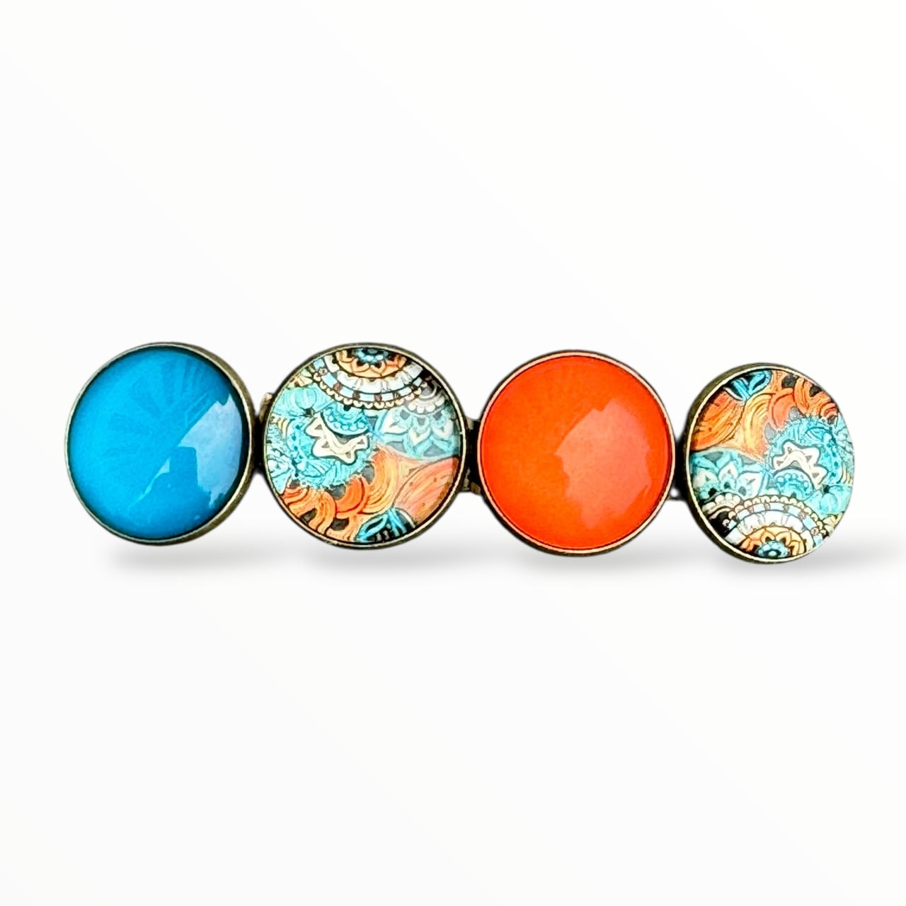 Color Hairclip haarspeld Ibiza print oranje turquoise XL