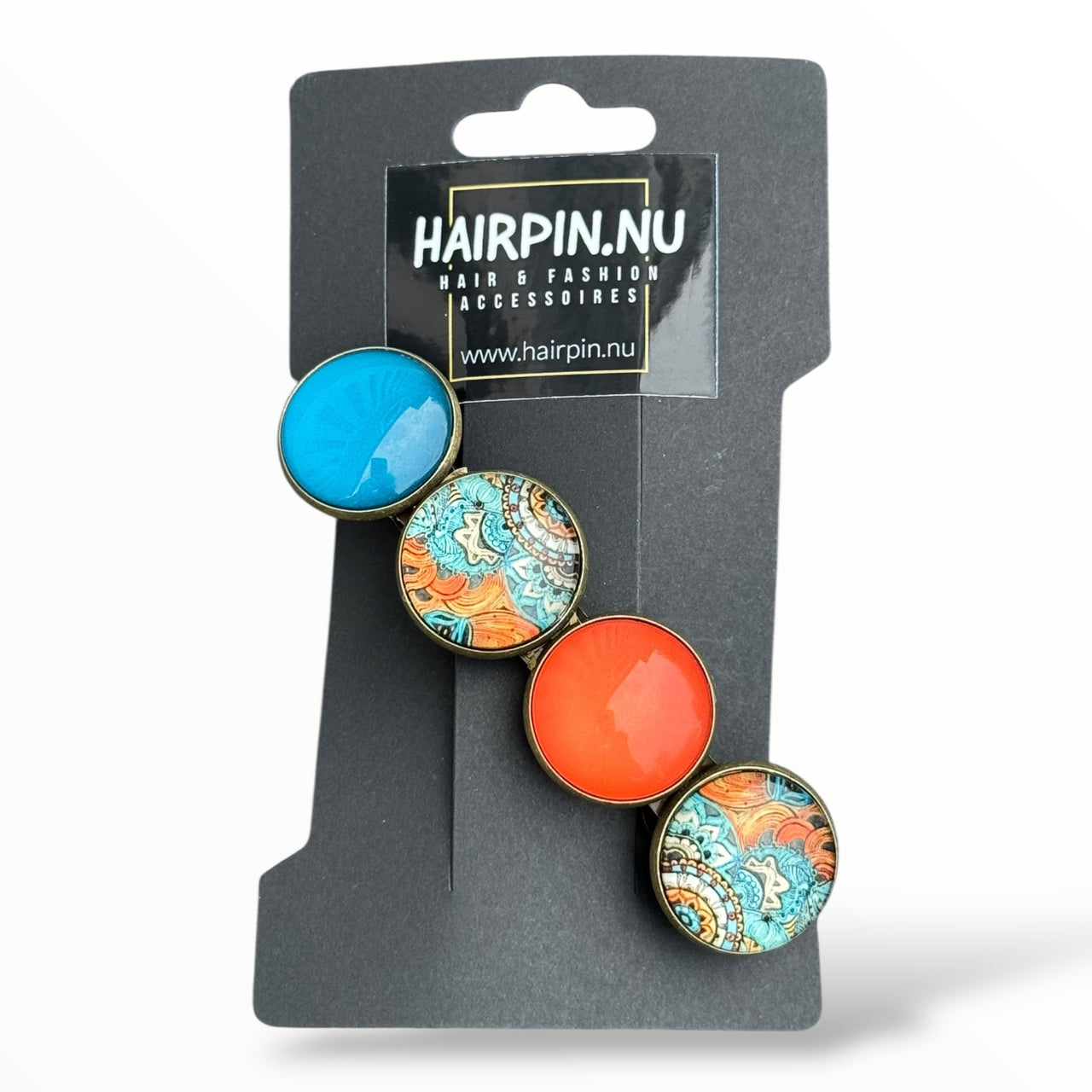 Color Hairclip haarspeld Ibiza print oranje turquoise XL