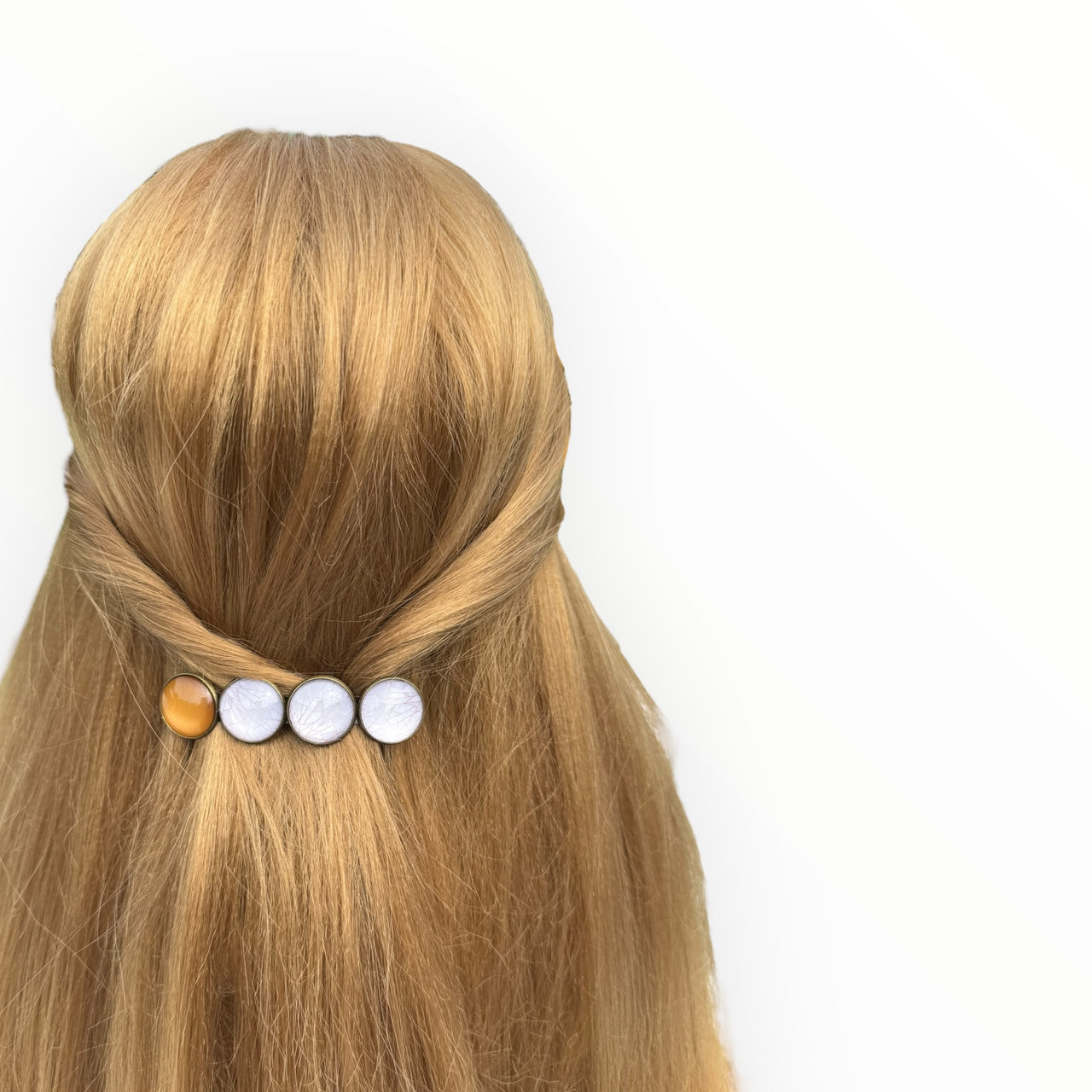 Haarspeld Color Hairclip bruin wit XL