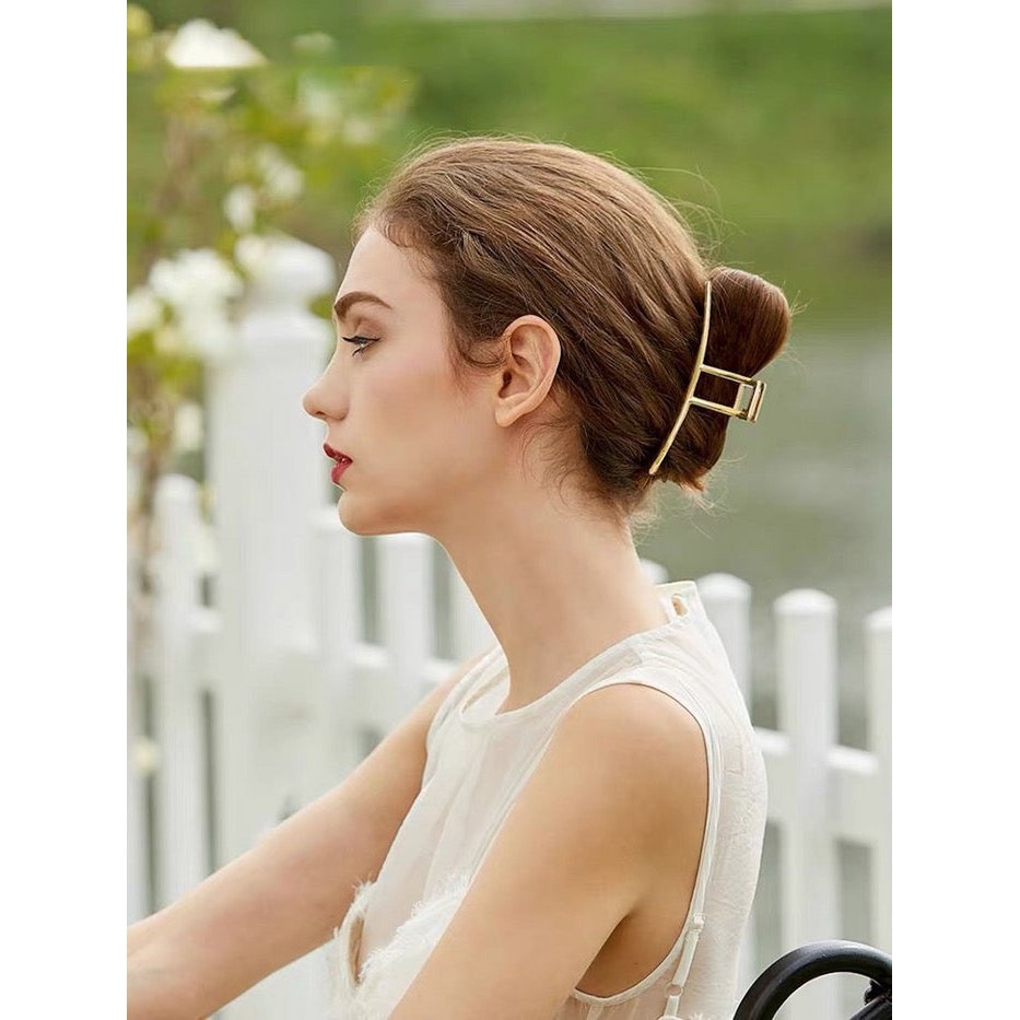Minimalistische lijn grote klauw metalen haarclips