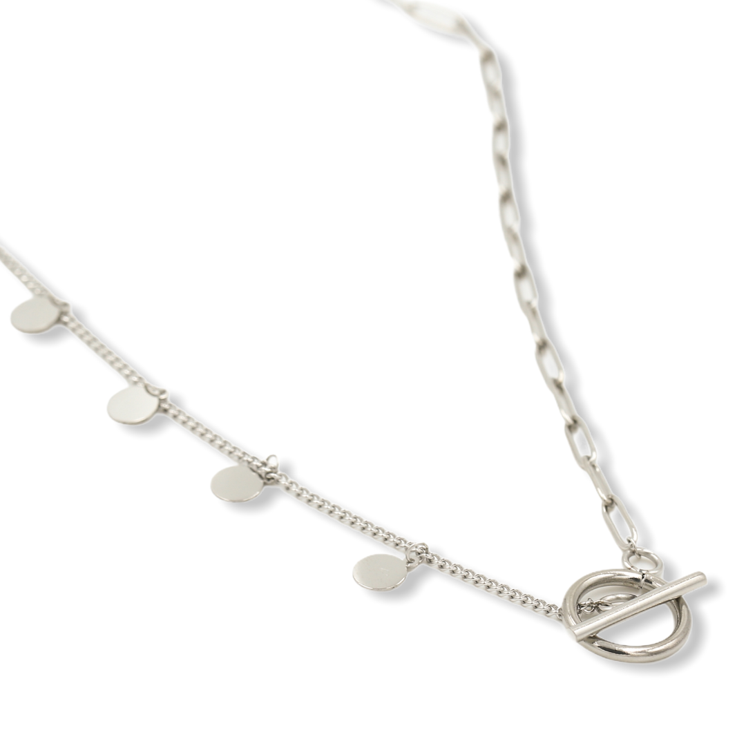 Armband kapitel slot met muntjes zilverkleur