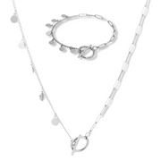 Armband kapitel slot met muntjes zilverkleur