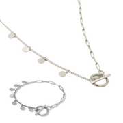 Armband kapitel slot met muntjes zilverkleur - set