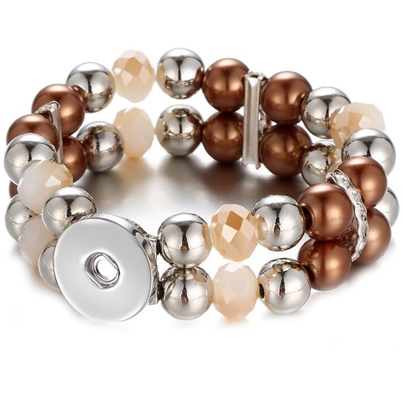 Armband kralen clicks /buttons style - bruin/peach
