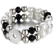Armband kralen clicks /buttons style - zwart/grijs