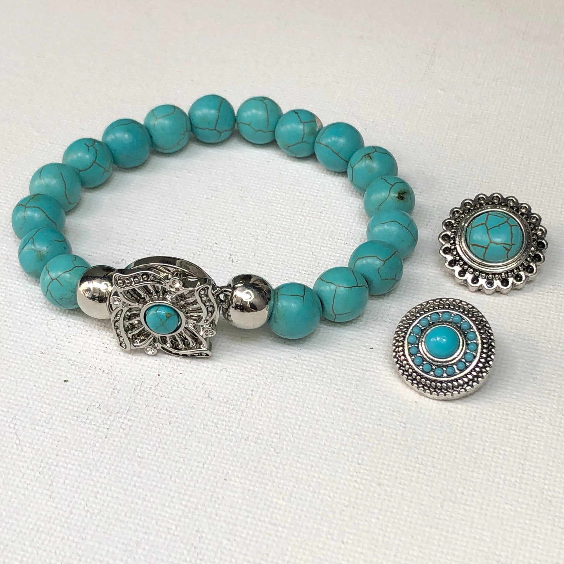 Armband kralen clicks incl. 2 gratis buttons turquoise
