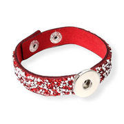 Armband rood glossy clicks /buttons incl. 2 gratis buttons naar keuze