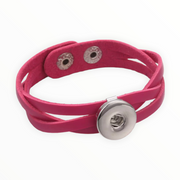 Armband roze clicks /buttons incl. 2 gratis buttons naar keuze