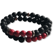 Armband set black onyx rouge
