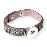 Armband taupe glossy clicks /buttons incl. 2 gratis buttons naar keuze