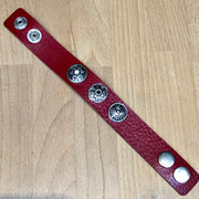 Armband voor click buttons - leder trio rood
