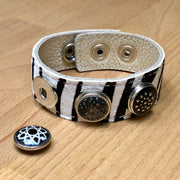 Armband voor click buttons - leder trio zebra