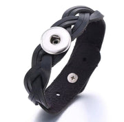 Armband zwart gevlochten clicks /buttons incl. 2 gratis buttons naar keuze