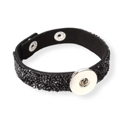 Armband zwart glossy clicks /buttons incl. 2 gratis buttons naar keuze