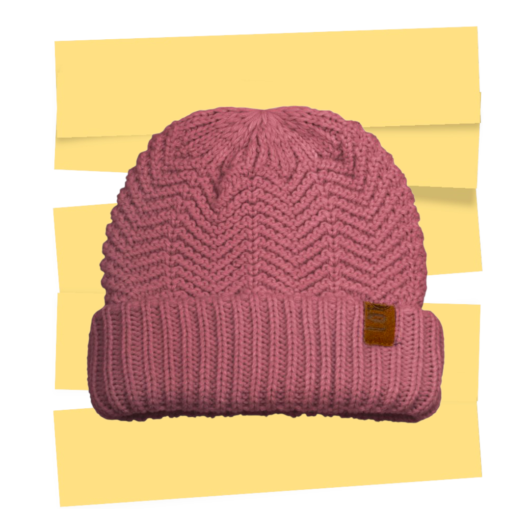 Beanie oudroze warme winter muts - muts