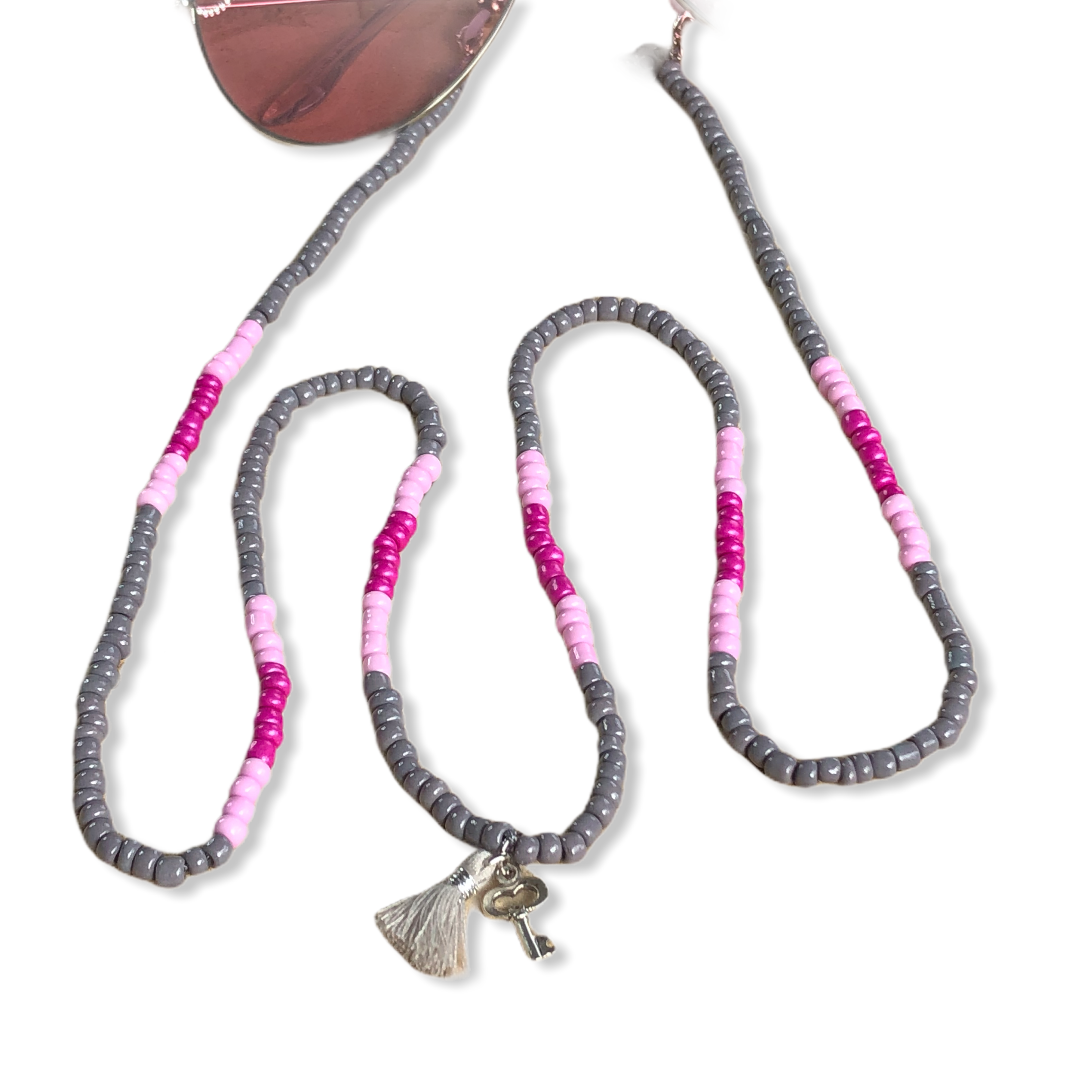 Brillenkoordje grijs-roze