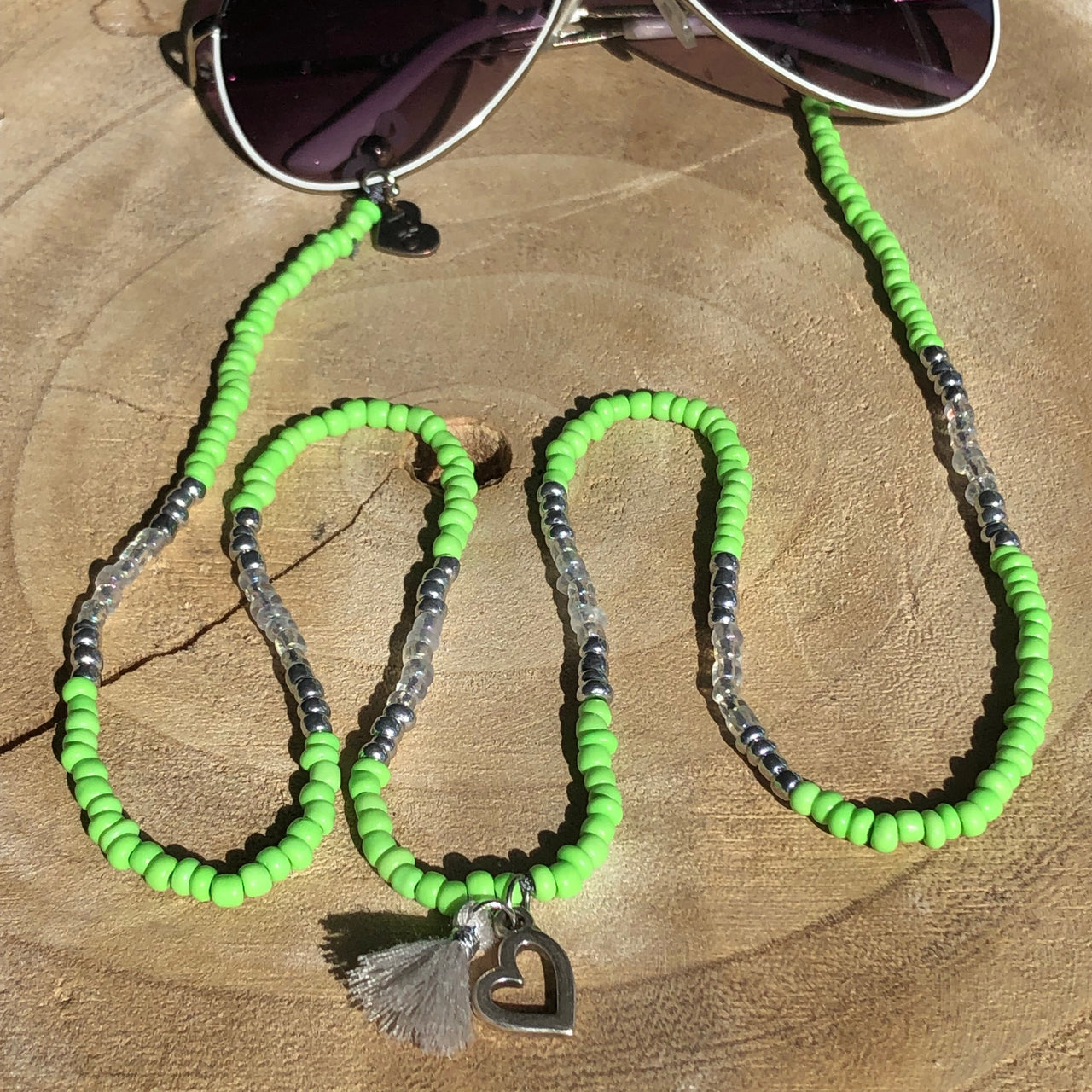 Brillenkoordje lichtgroen-grijs