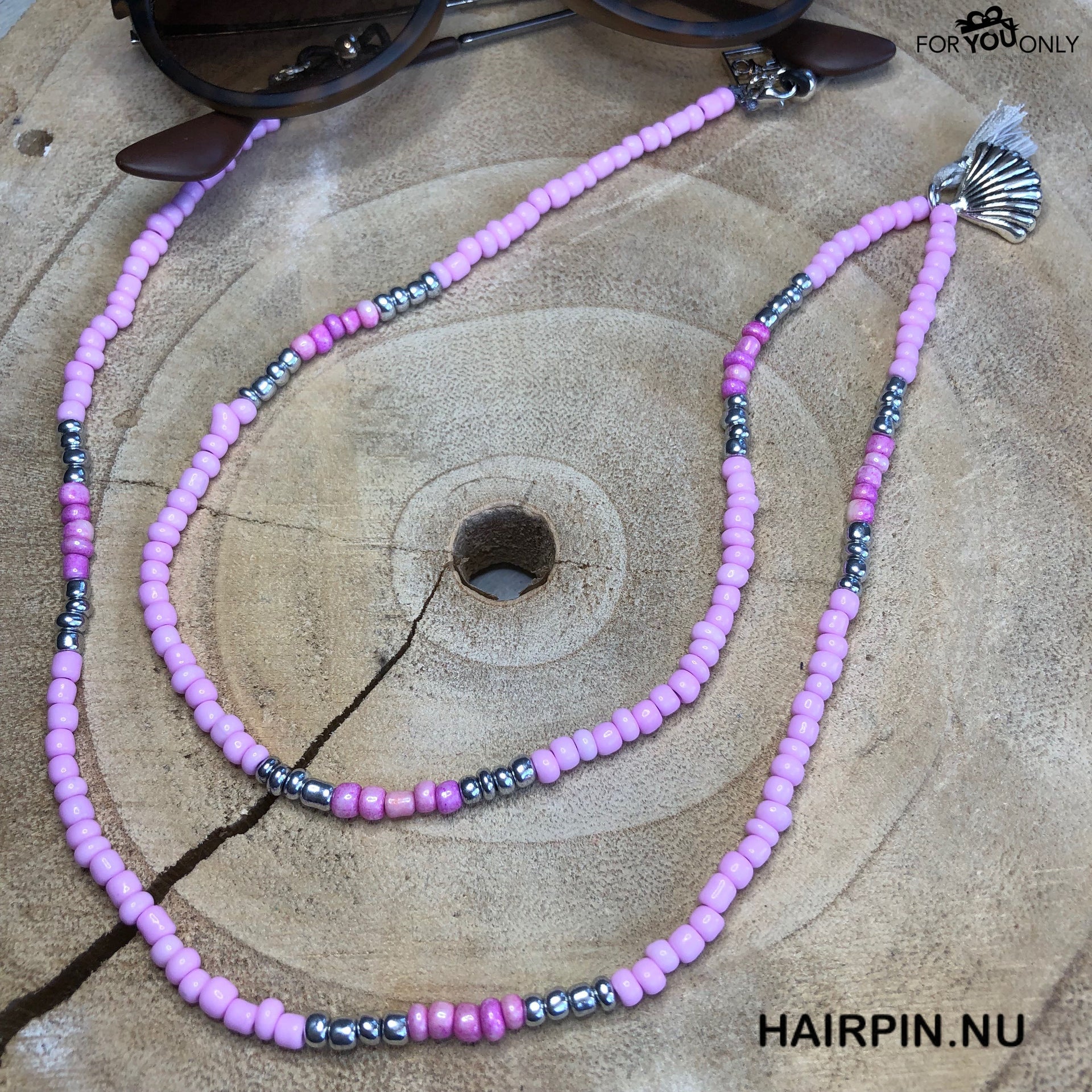 Brillenkoordje lichtroze-zilver