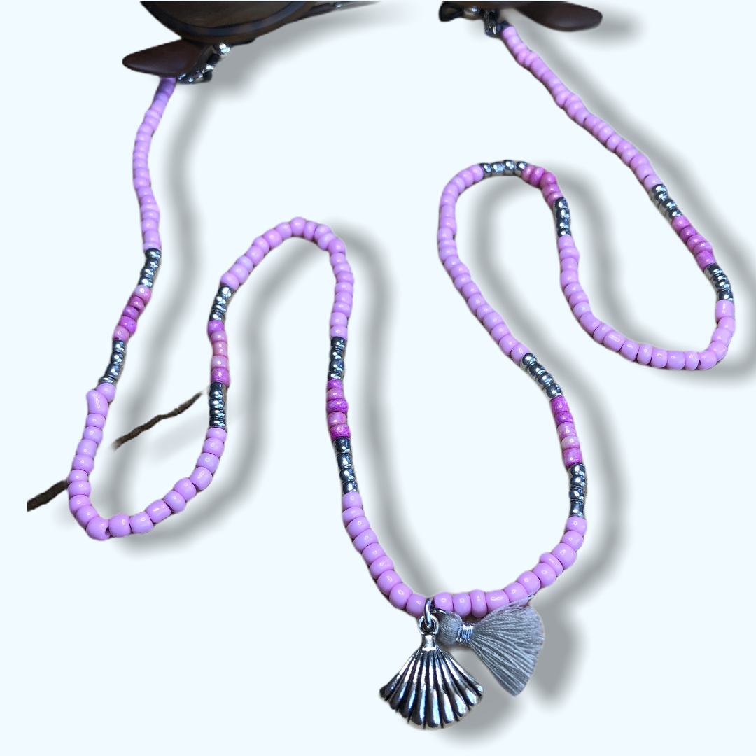 Brillenkoordje lichtroze-zilver