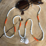 Brillenkoordje wit oranje goud