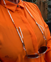 Brillenkoordje wit oranje goud