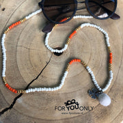 Brillenkoordje wit oranje goud