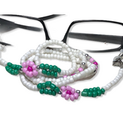 Brillenkoordje wit-roze-bloem