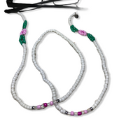 Brillenkoordje wit-roze-bloem