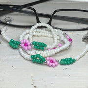 Brillenkoordje wit-roze-bloem