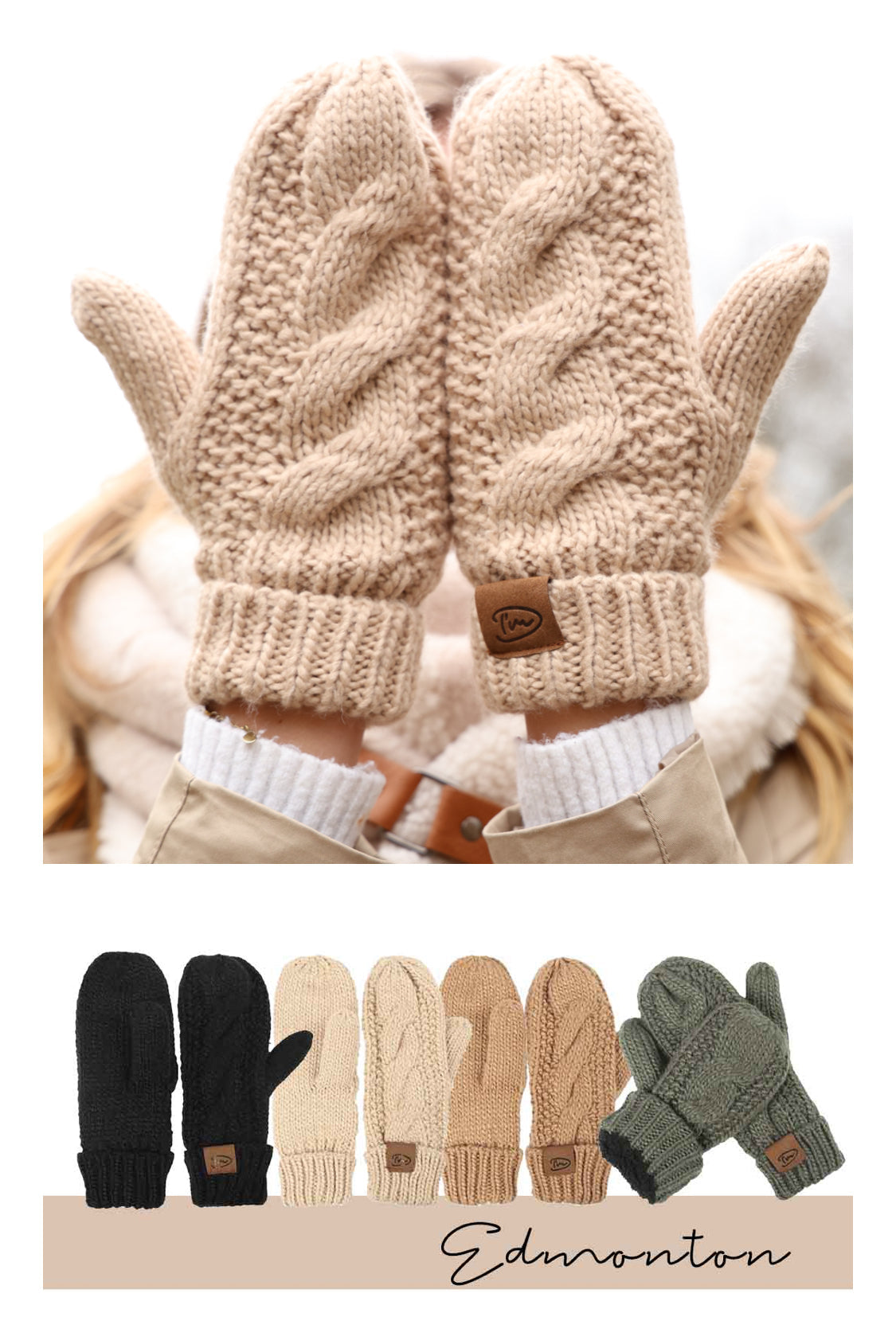 Camel aspen wanten met warme voering - wanten