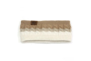 Camel licht combi warme haarband oorwarmer met voering - creme - haarband