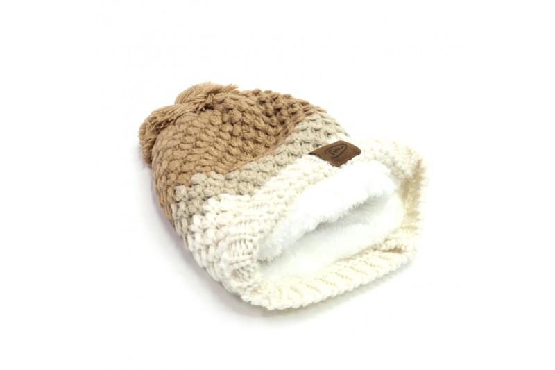 Camel licht combinatie warme gevoerde wintermuts - muts