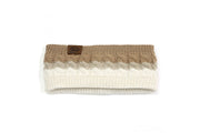 Camel zwart combi warme haarband oorwarmer met voering - creme - haarband