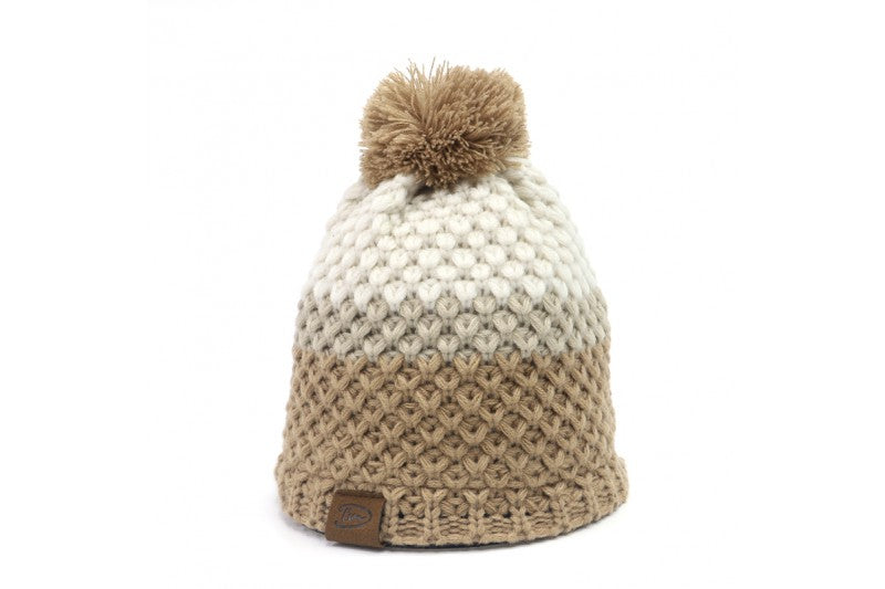 Camel zwart combinatie warme gevoerde winter muts - creme - muts