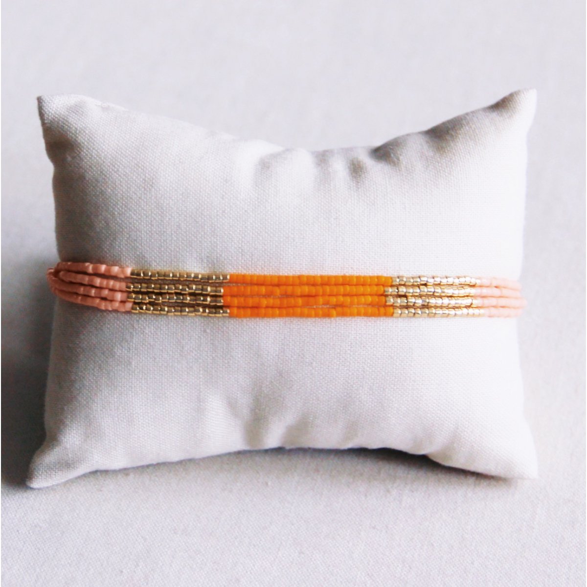 Viervoudige Miyuki -armband - Zalm/oranje/GOLDPLATED