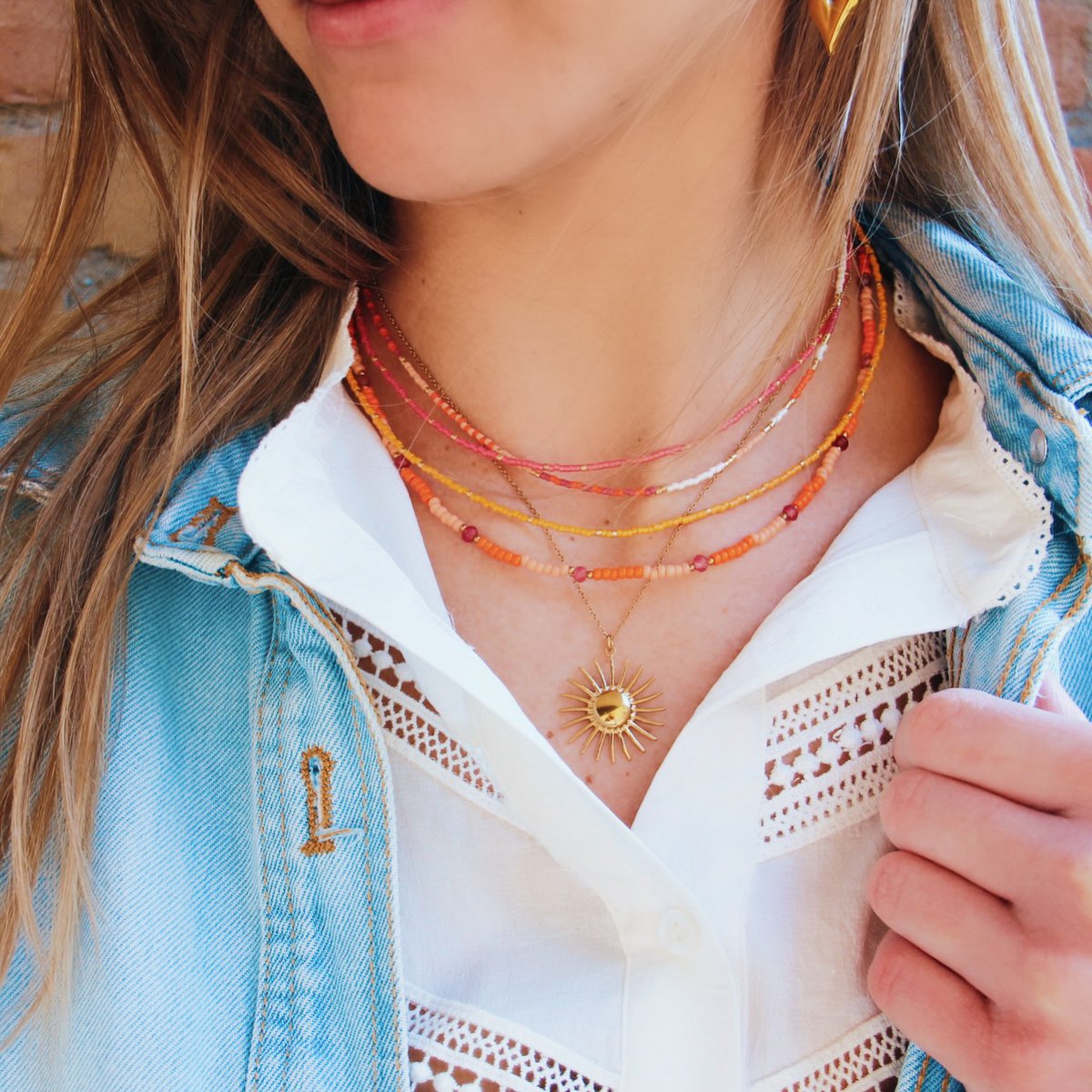 Kralen ketting roze mix