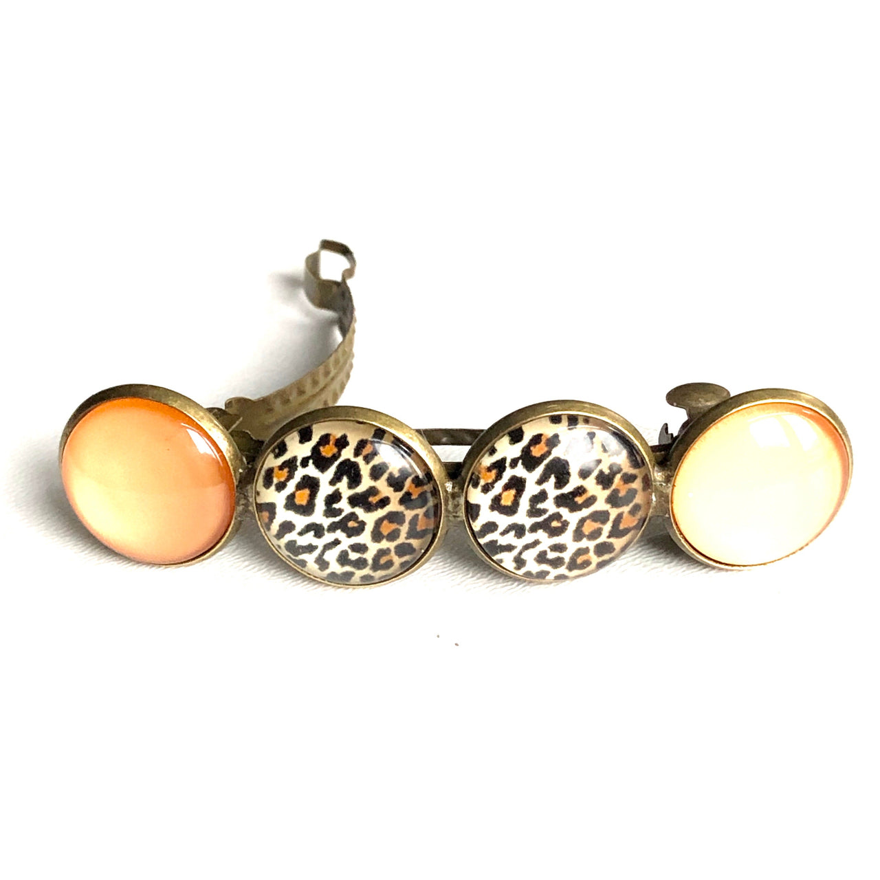 Color hairclip cabochon haarspeld print oranje xl