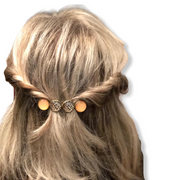 Color hairclip cabochon haarspeld print zalmbruin xl