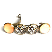 Color hairclip cabochon haarspeld print zalmbruin xl