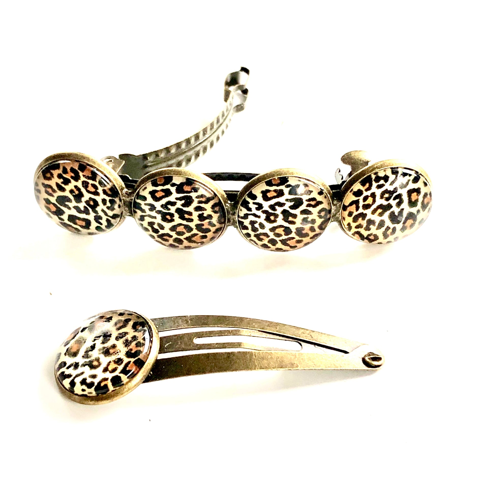 Color hairclip cabochon haarspeld set tijgerprint