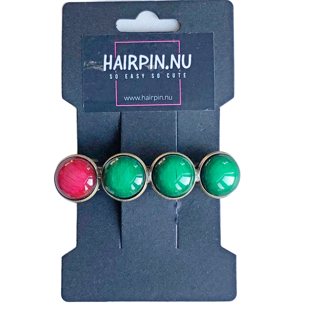 Color hairclip groen - rood