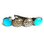 Color hairclip haarspeld a4 turkoois-tijgerprint