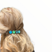 Color hairclip haarspeld blauw groen print xl - haarspelden